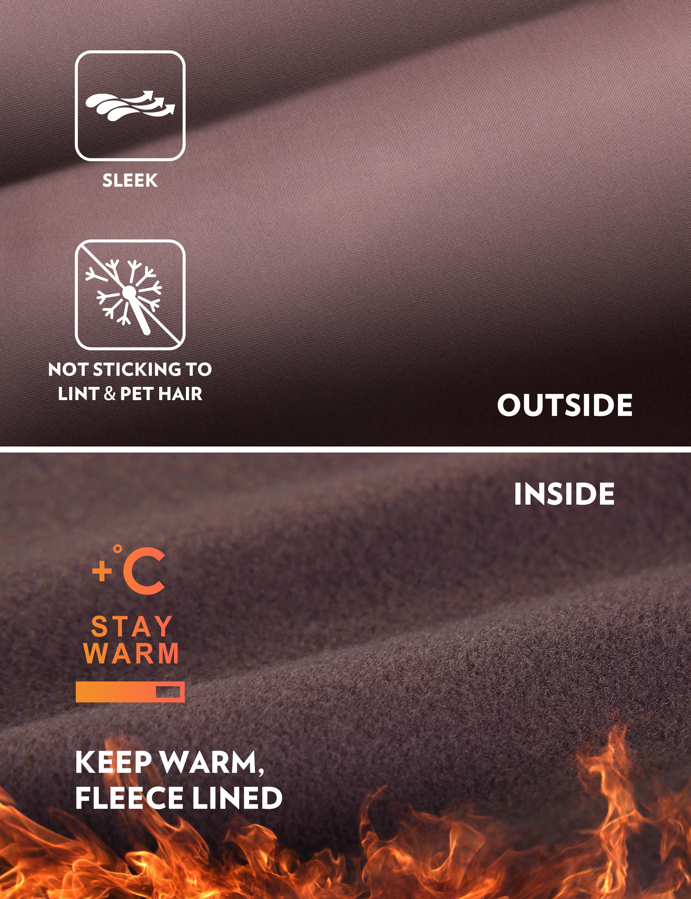 CRZ YOGA Women's Winter High Rise Thermal Fleece Lined Leggings 28'' Purple Taupe