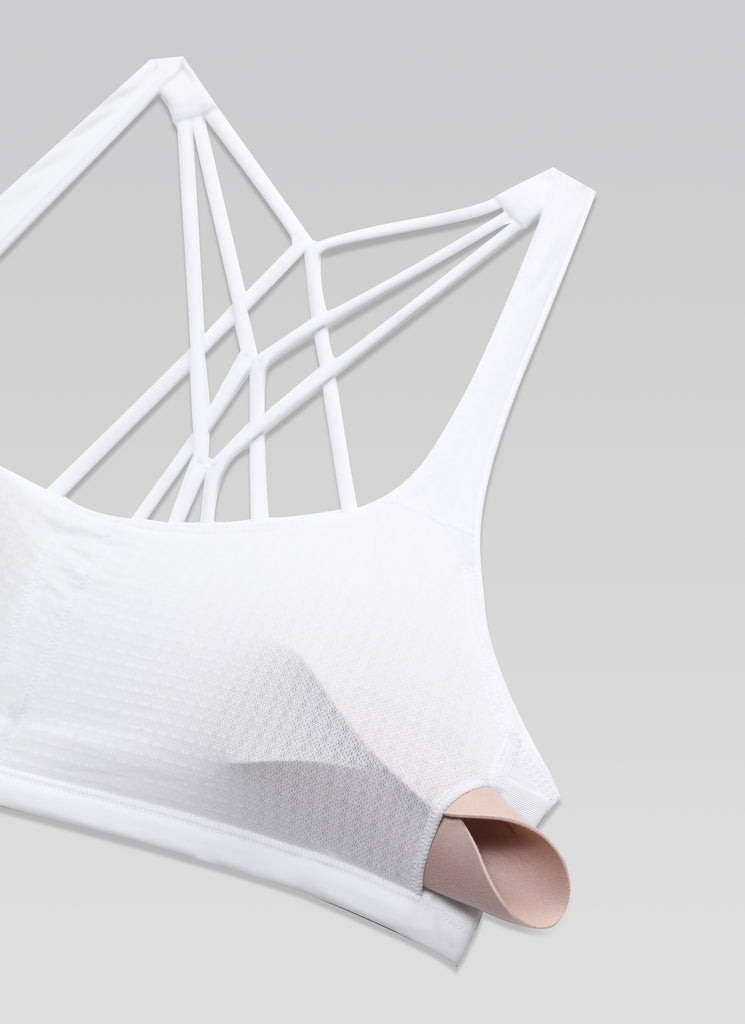 CRZ YOGA Women's Yoga Train Light Support Nakedfeel Strappy Bra Red snake