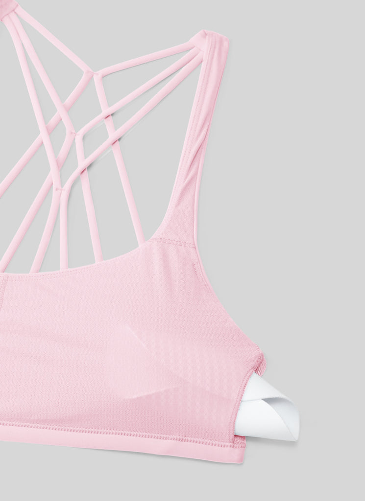 CRZ YOGA Women's Yoga Train Light Support Nakedfeel Strappy Bra Strawberry Pink