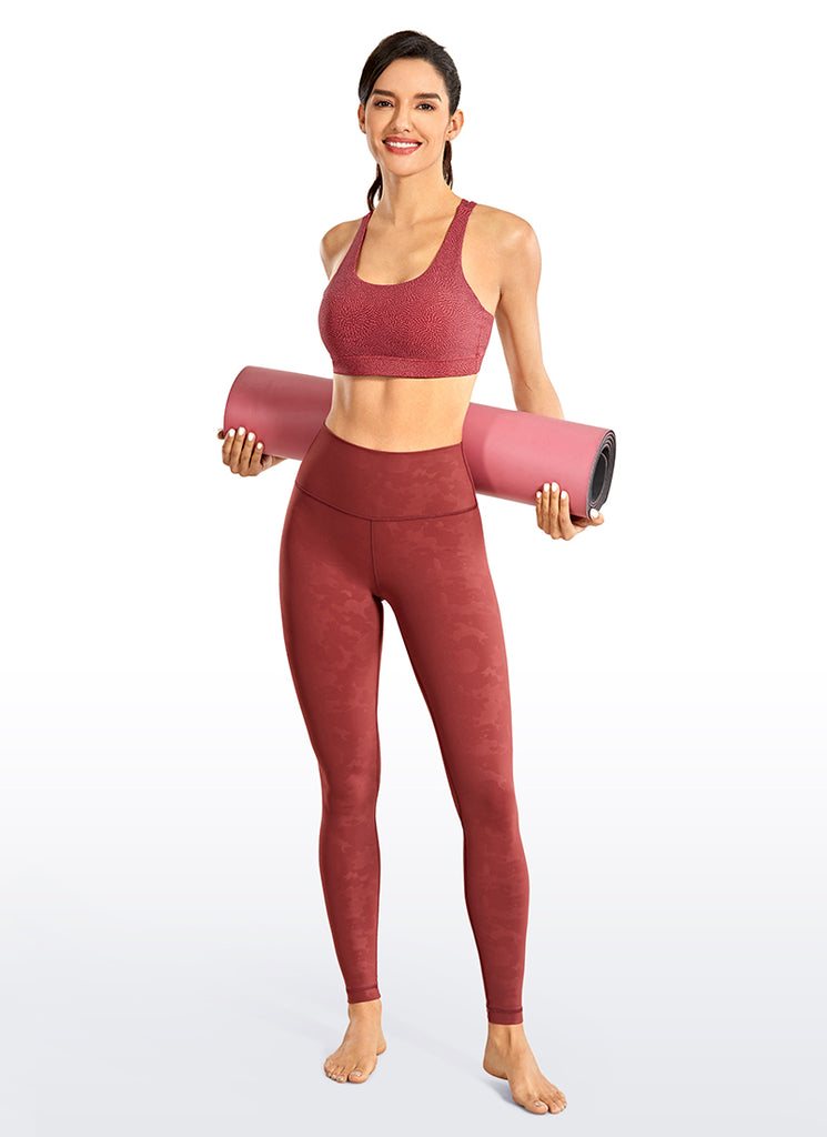 CRZ YOGA Women's Yoga Training Medium Support Nakedfeel Bra Cross Back Impression red