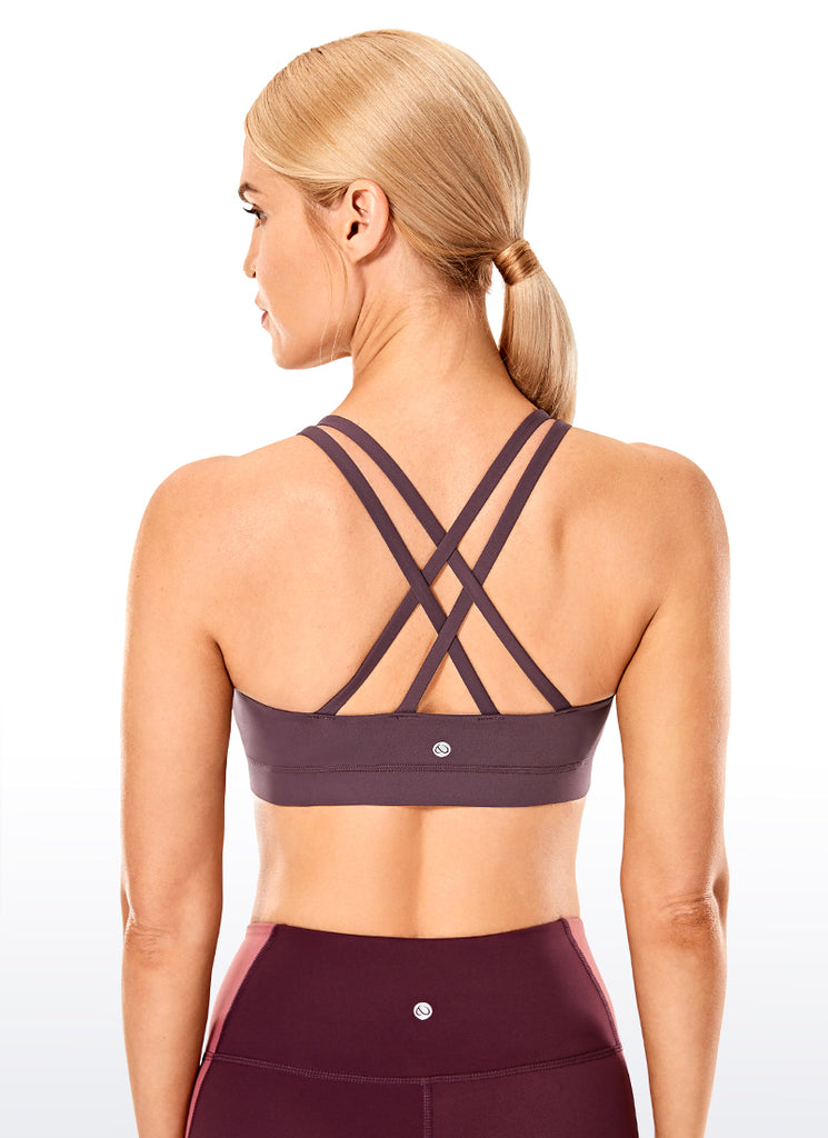 CRZ YOGA Women's Yoga Training Medium Support Nakedfeel Bra Cross Back Arctic Plum