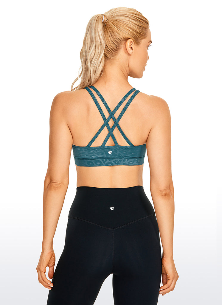 CRZ YOGA Women's Yoga Training Medium Support Nakedfeel Bra Cross Back Black crocodile