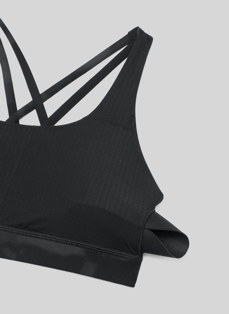 CRZ YOGA Women's Yoga Training Medium Support Nakedfeel Bra Cross Back Black Tie Dye Flowers