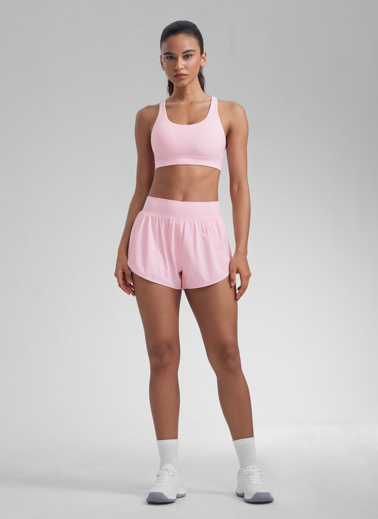 CRZ YOGA Women's Yoga Training Medium Support Nakedfeel Bra Cross Back Oasis Blue