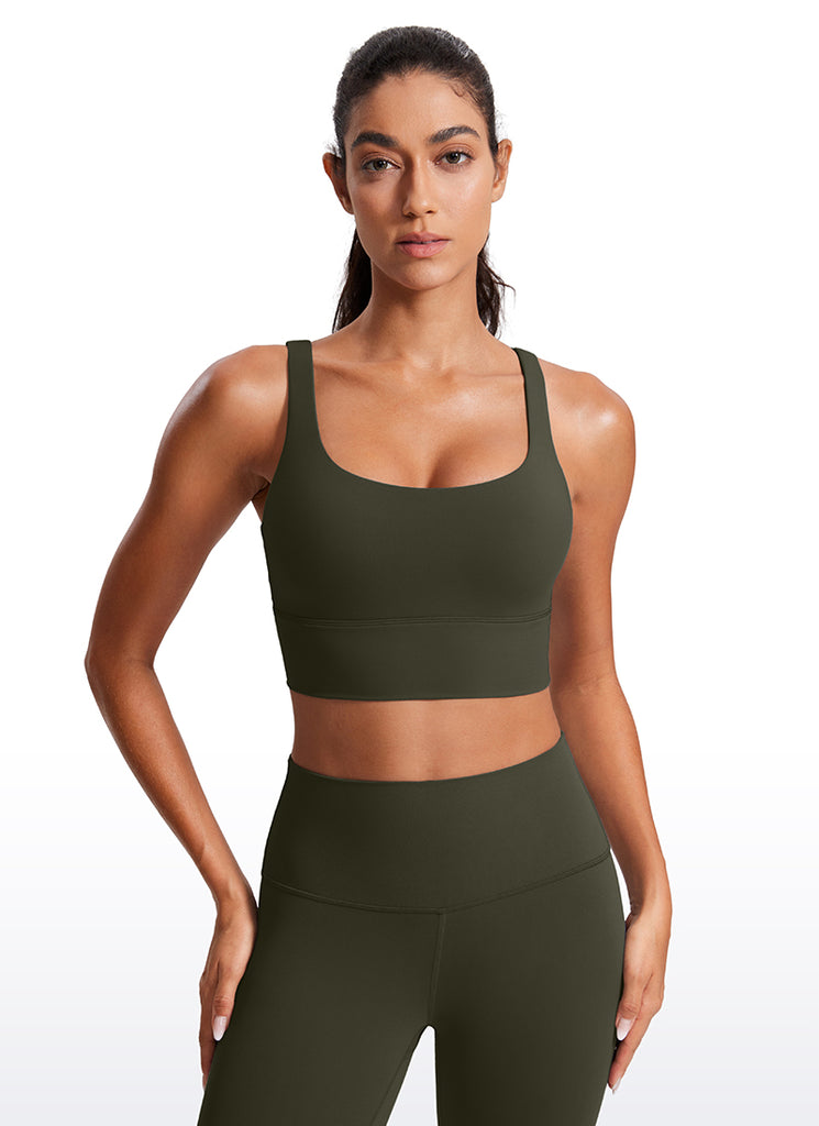 CRZ YOGA Womens Strappy Longline Nakedfeel Training Sports Bra Deep Red