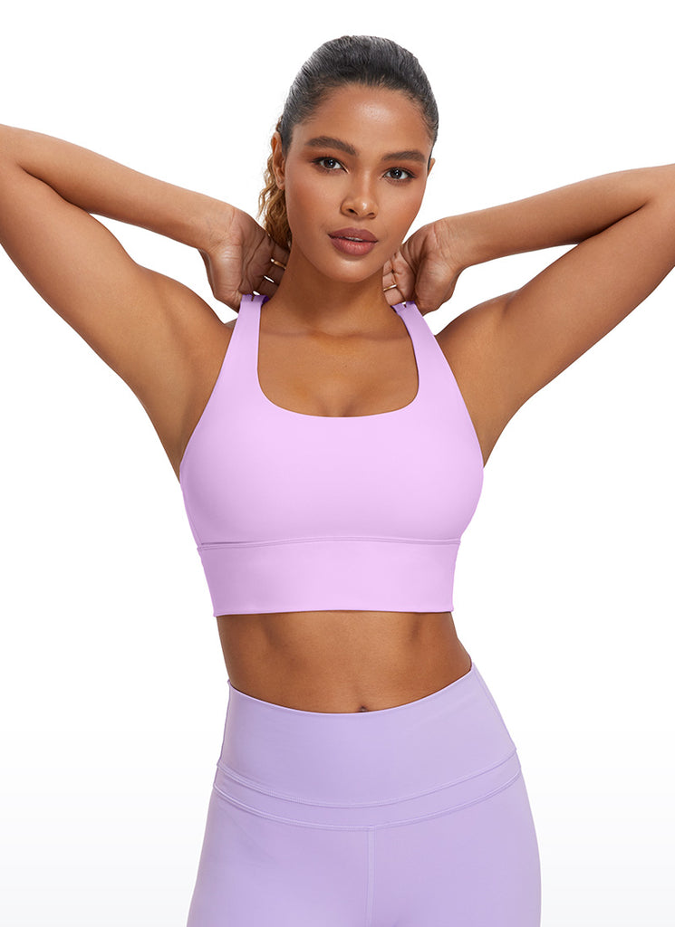 CRZ YOGA Womens Strappy Longline Nakedfeel Training Sports Bra Lilac