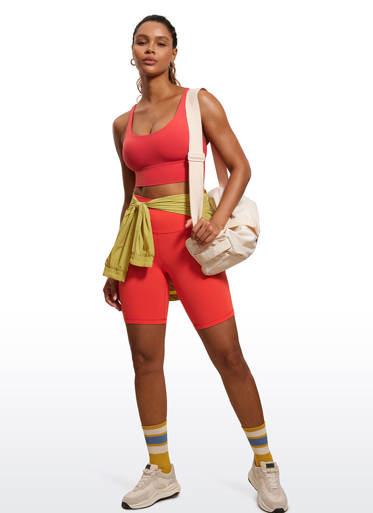 CRZ YOGA Womens Strappy Longline Nakedfeel Training Sports Bra Taupe