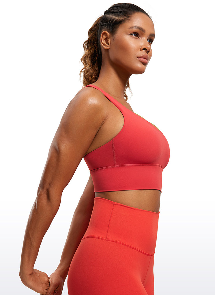 CRZ YOGA Womens Strappy Longline Nakedfeel Training Sports Bra Crimson