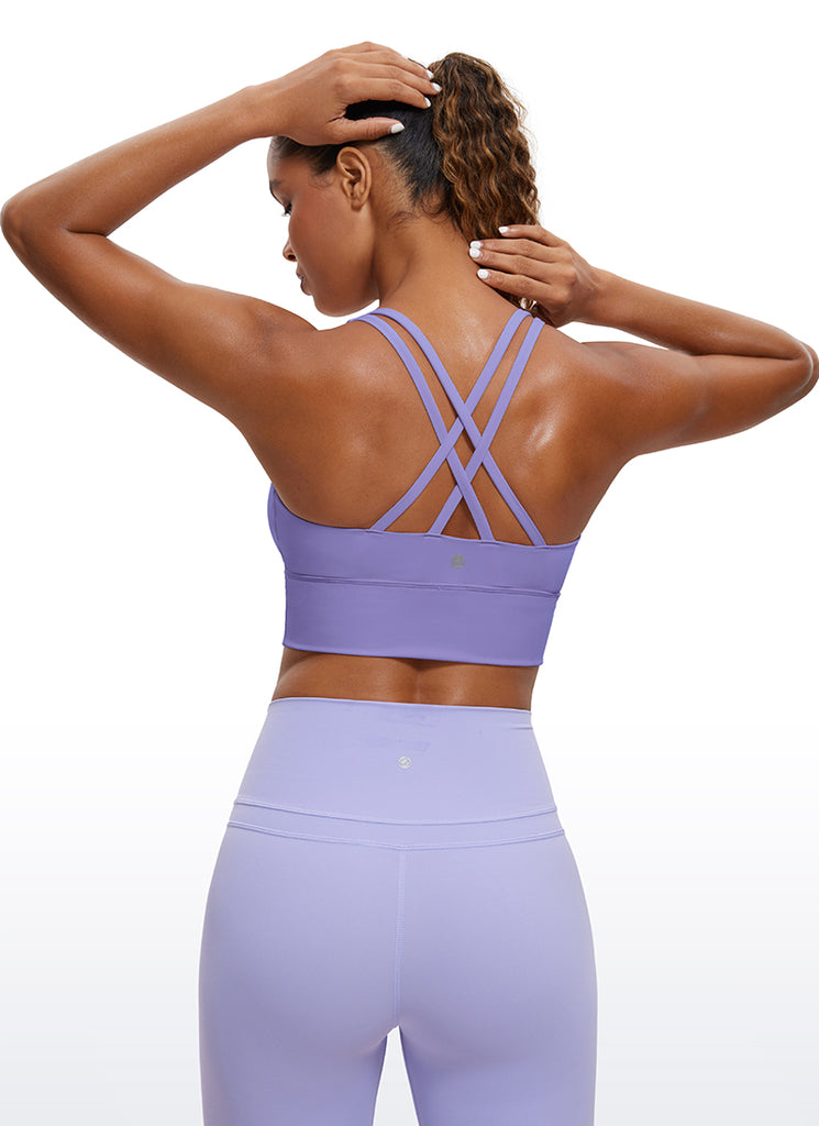 CRZ YOGA Womens Strappy Longline Nakedfeel Training Sports Bra Lilac