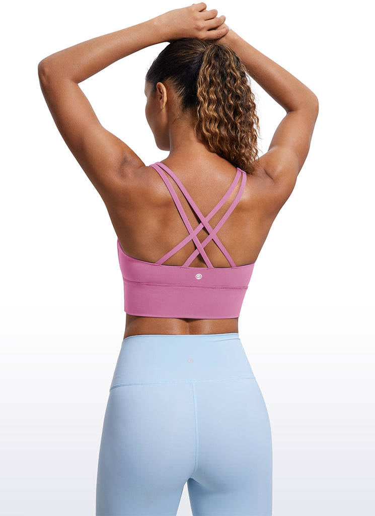 CRZ YOGA Womens Strappy Longline Nakedfeel Training Sports Bra Crimson