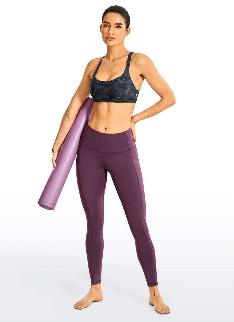 CRZ YOGA Women's Yoga Light Support Nakedfeel Strappy Bra Low Cut Camo Multi 6