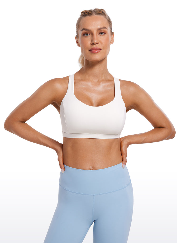 CRZ YOGA Women's Yoga Light Support Brushed Nakedfeel Strappy Bra Royal Lilac