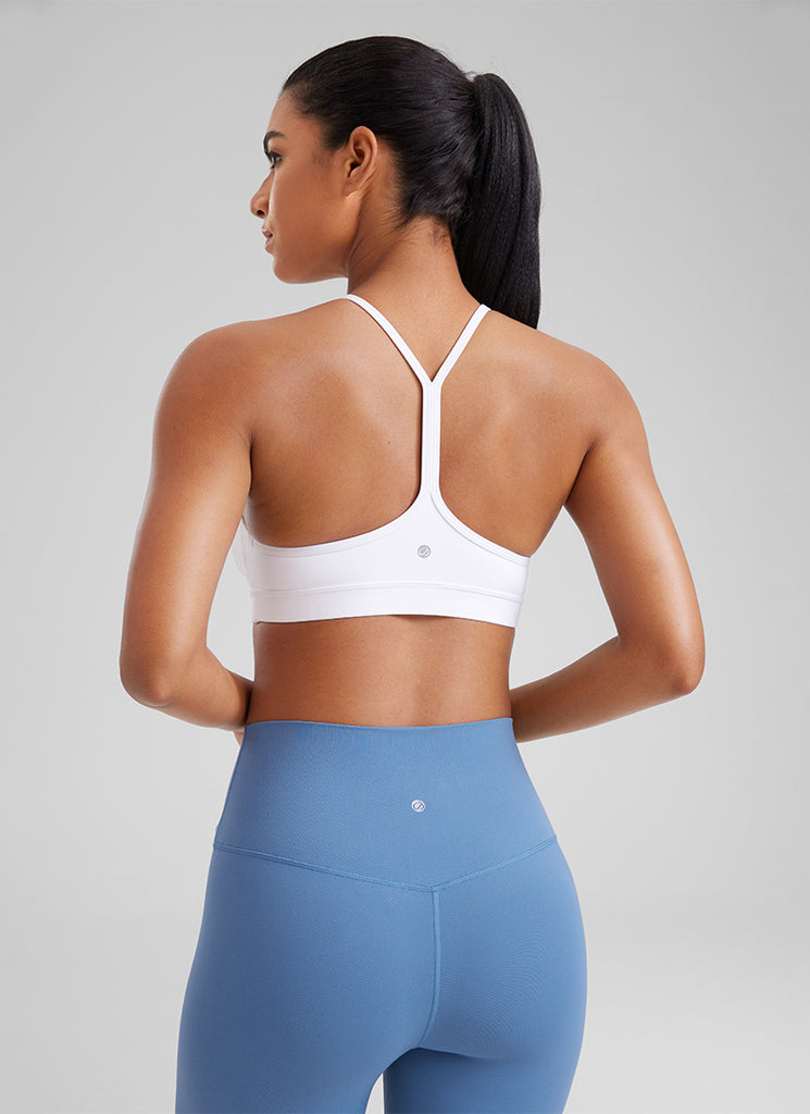 CRZ YOGA Women's Yoga Light Support Butterluxe Sports Bra Y back White