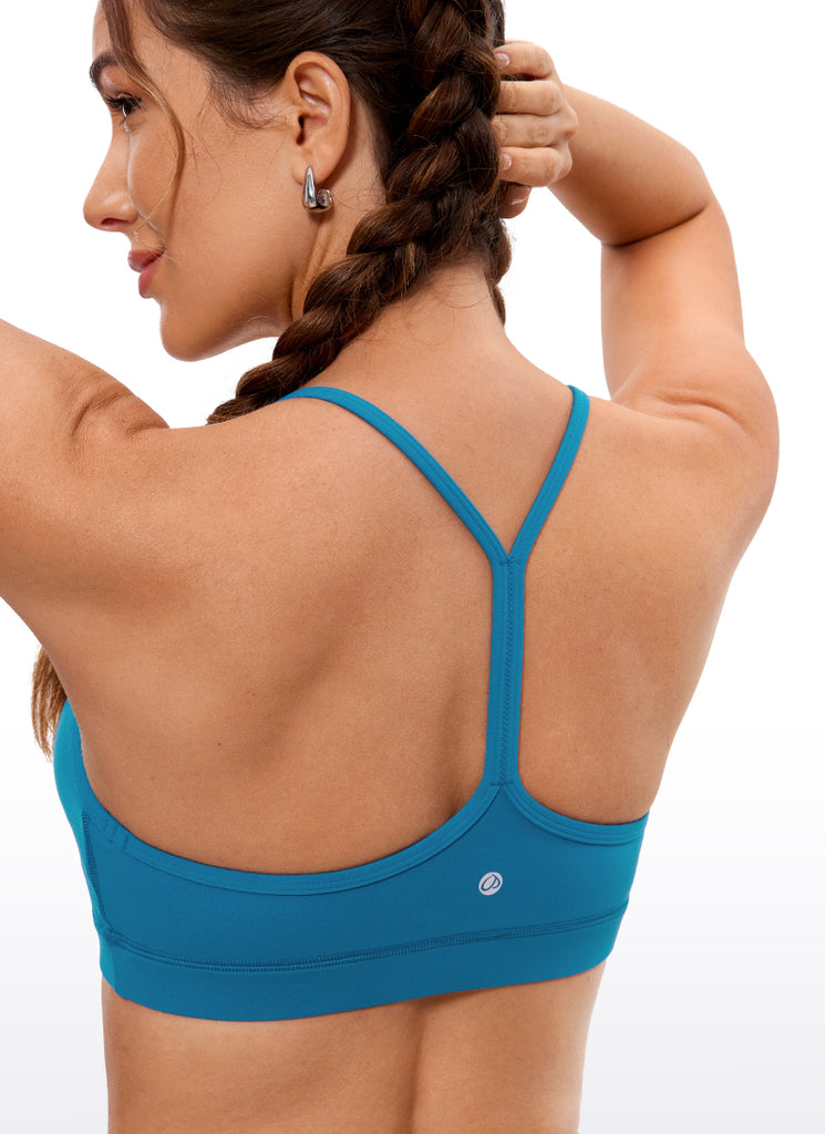 CRZ YOGA Women's Yoga Light Support Butterluxe Sports Bra Y back Super-sonic Blue