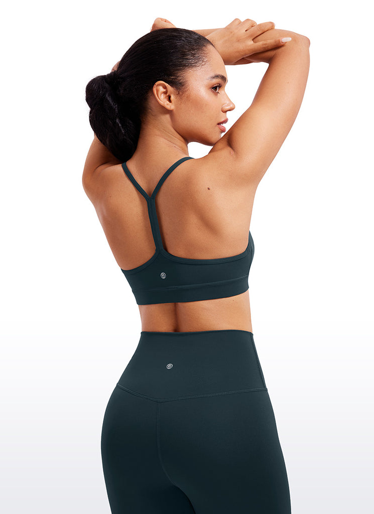 CRZ YOGA Women's Yoga Light Support Butterluxe Sports Bra Y back Forest Dark Green