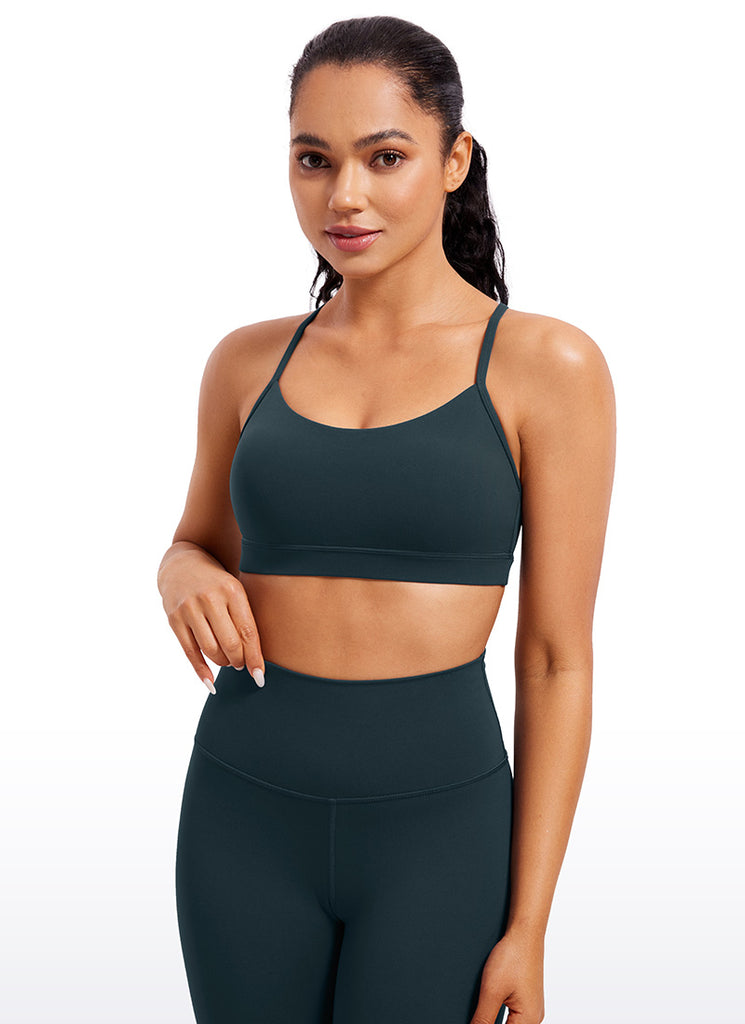 CRZ YOGA Women's Yoga Light Support Butterluxe Sports Bra Y back Forest Dark Green