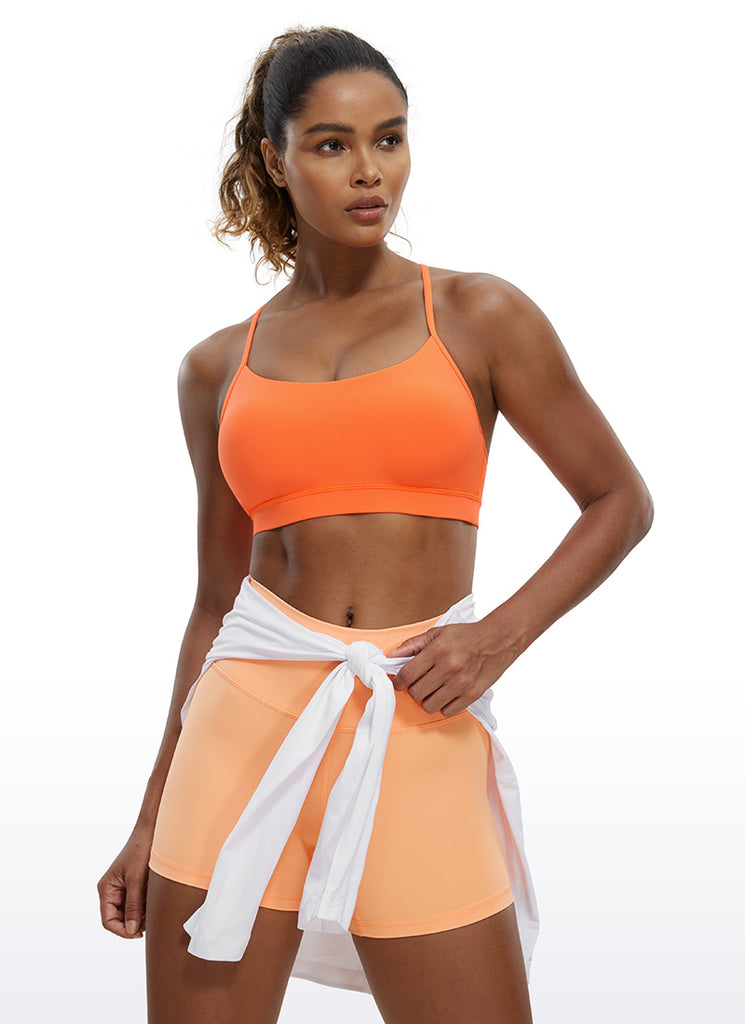 CRZ YOGA Women's Yoga Light Support Butterluxe Sports Bra Y back Neon Orange