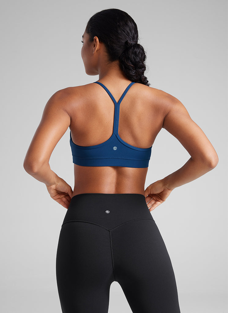 CRZ YOGA Women's Yoga Light Support Butterluxe Sports Bra Y back French Navy