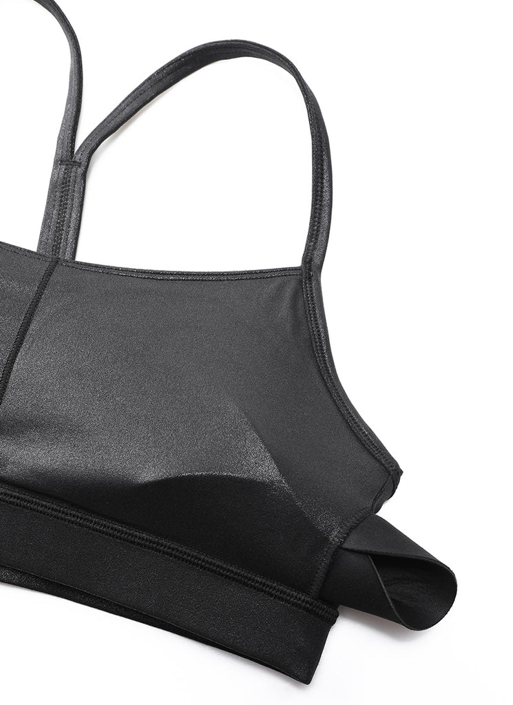 CRZ YOGA Women's Yoga Light Support Butterluxe Sports Bra Y back Black Classic