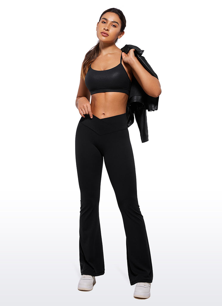 CRZ YOGA Women's Yoga Light Support Butterluxe Sports Bra Y back Black Classic