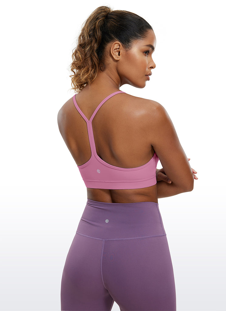 CRZ YOGA Women's Yoga Light Support Butterluxe Sports Bra Y back Pure Blue