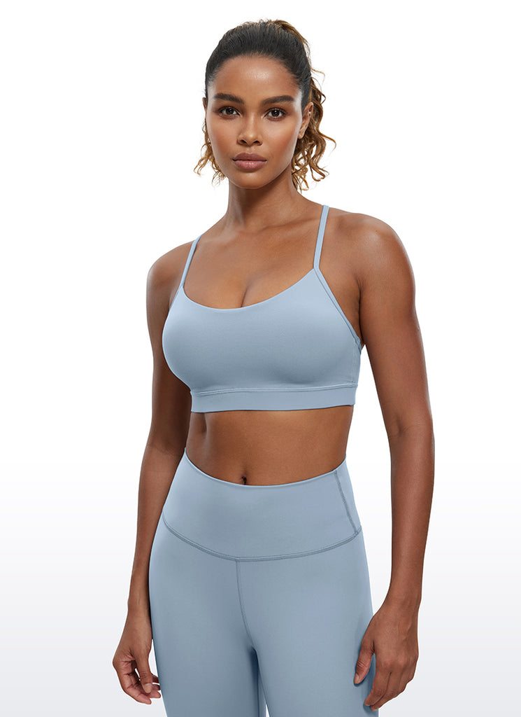 CRZ YOGA Women's Yoga Light Support Butterluxe Sports Bra Y back Cambric Blue