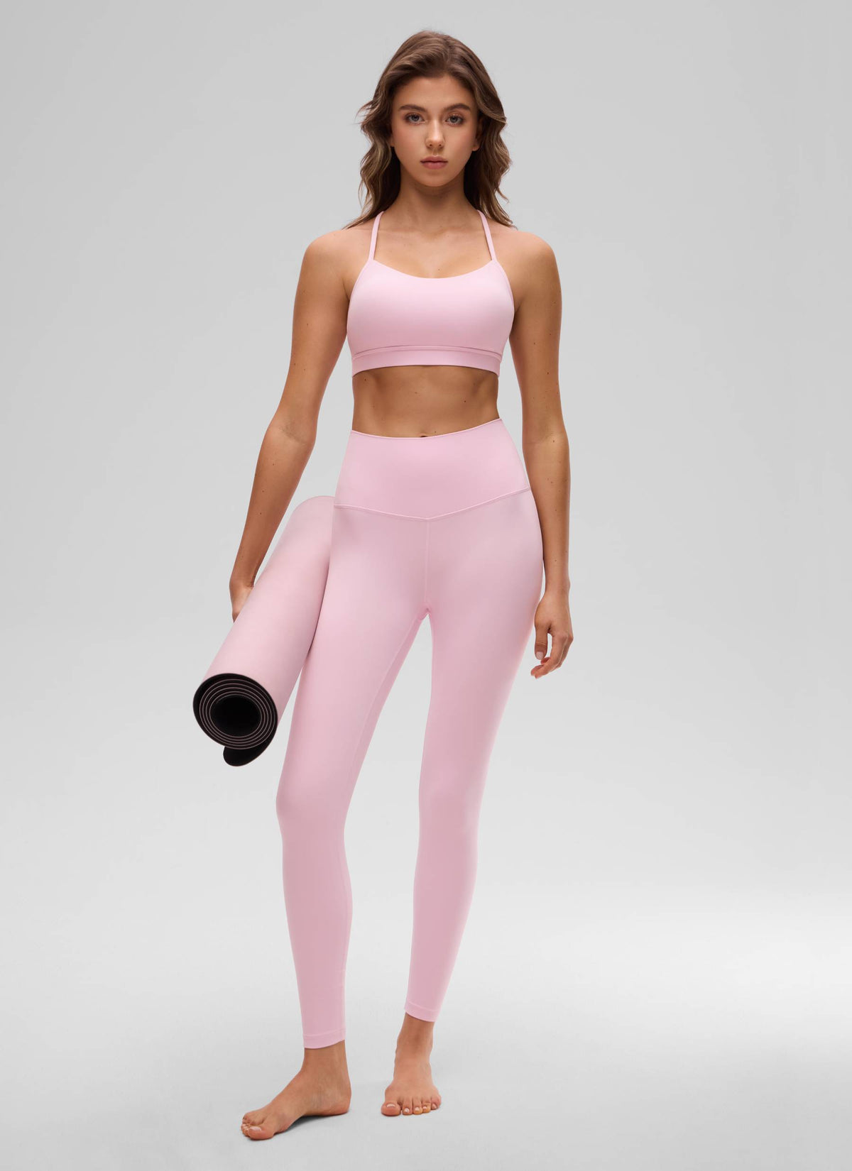CRZ YOGA Women's Yoga Light Support Butterluxe Sports Bra Y back Pink Peony @model_info:Kriss