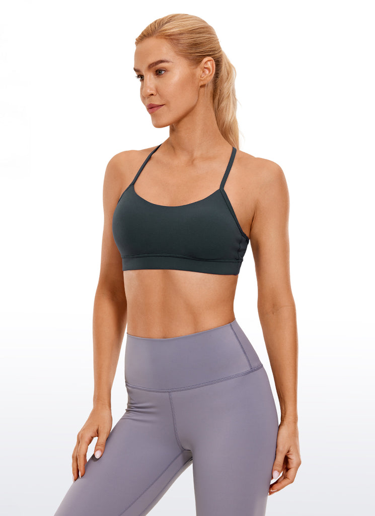 CRZ YOGA Women's Yoga Light Support Butterluxe Sports Bra Y back Dark Green