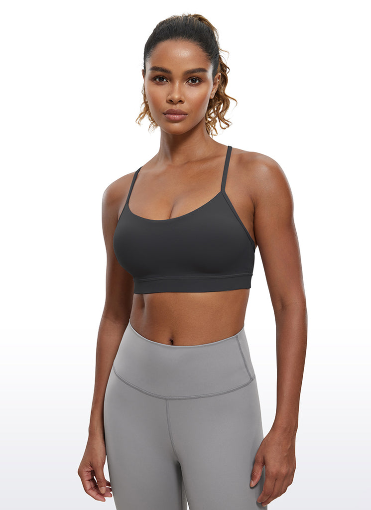 CRZ YOGA Women's Yoga Light Support Butterluxe Sports Bra Y back Gull Gray