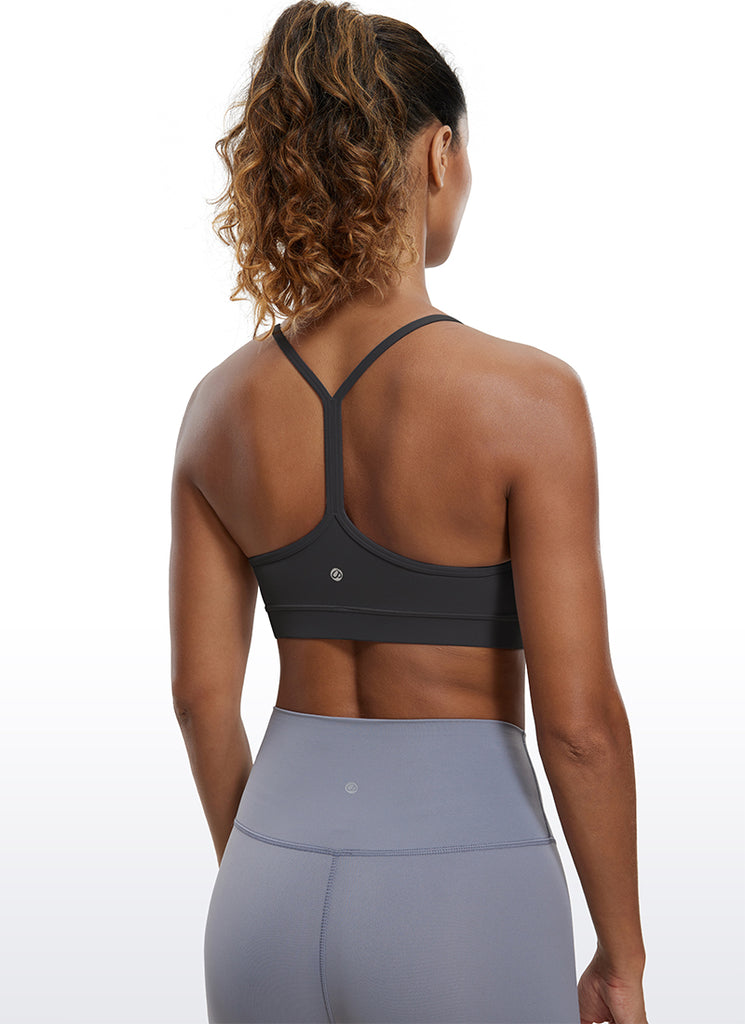 CRZ YOGA Women's Yoga Light Support Butterluxe Sports Bra Y back Gull Gray