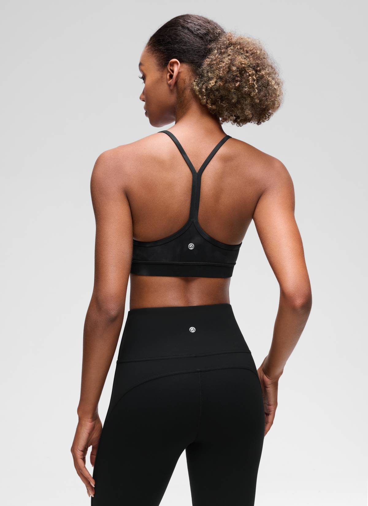 CRZ YOGA Women's Yoga Light Support Butterluxe Sports Bra Y back Black Tie Dye Flowers