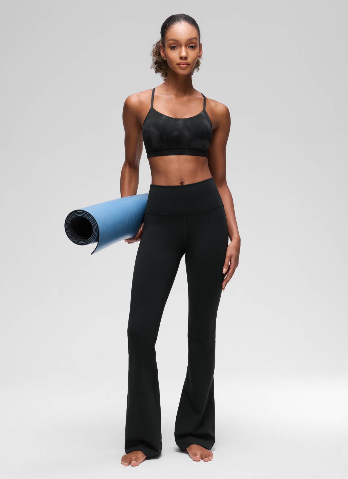 CRZ YOGA Women's Yoga Light Support Butterluxe Sports Bra Y back Black Tie Dye Flowers