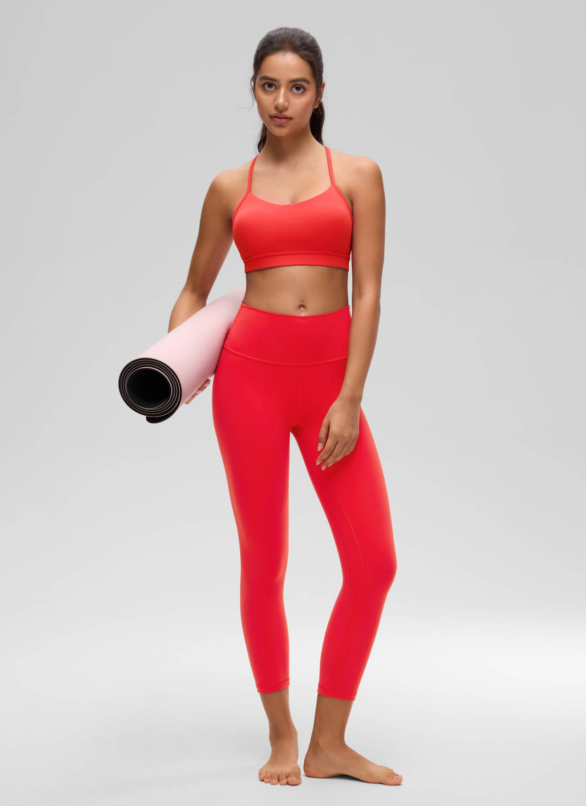CRZ YOGA Women's Yoga Light Support Butterluxe Sports Bra Y back Deep Red @model_info:Liss