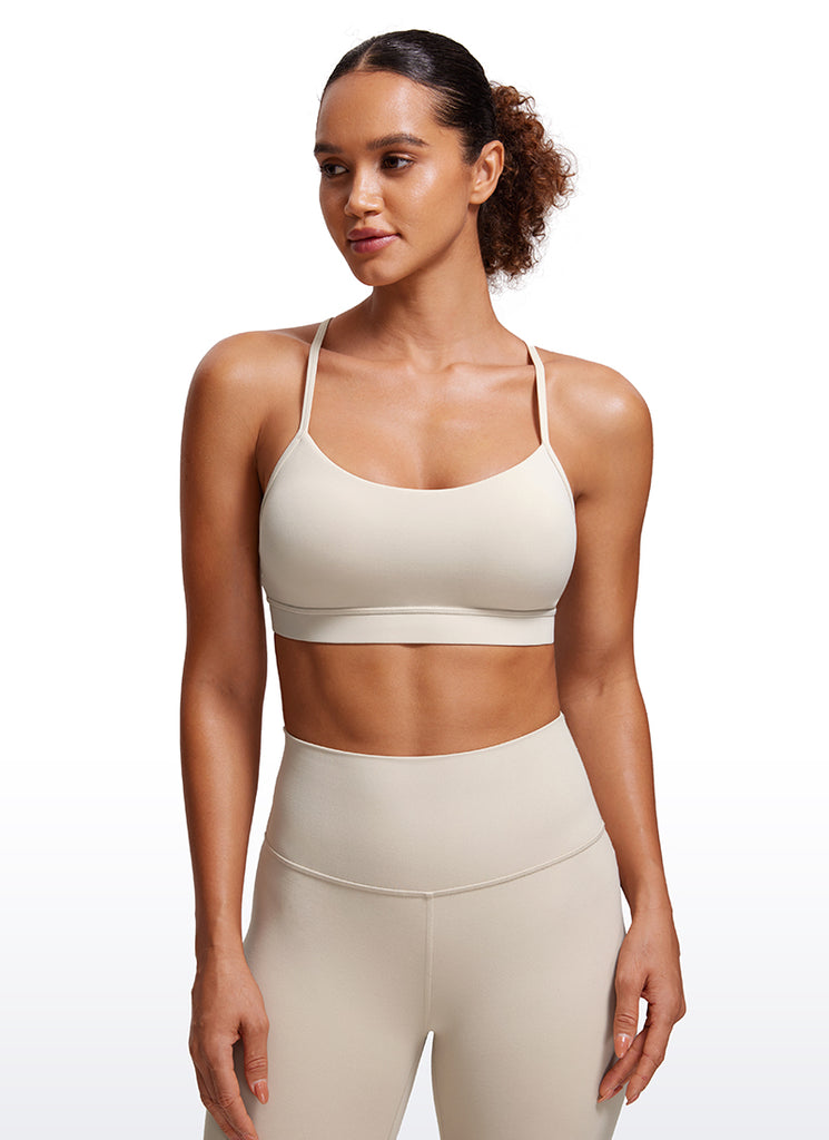CRZ YOGA Women's Yoga Light Support Butterluxe Sports Bra Y back Mojave Tan