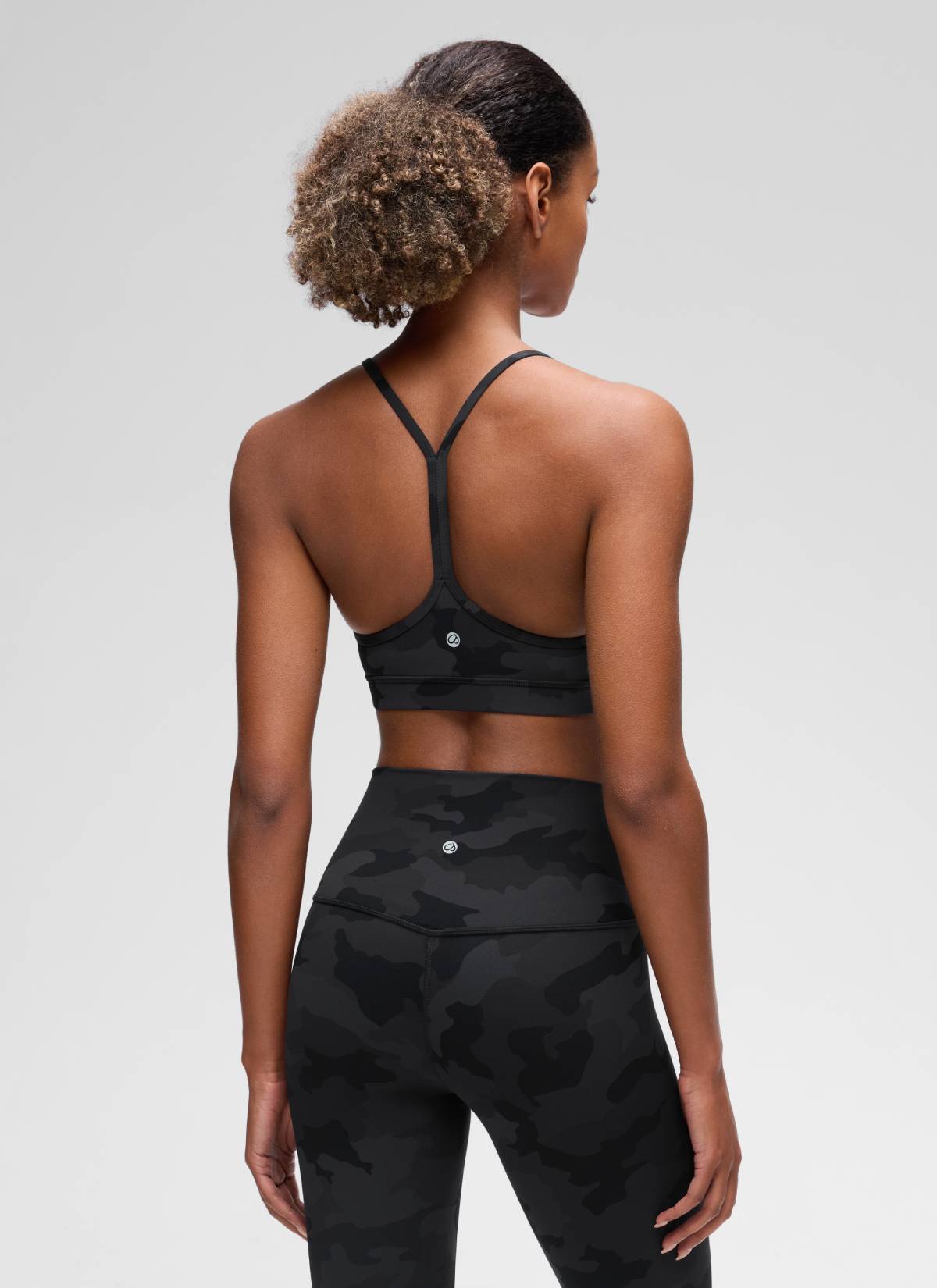 CRZ YOGA Women's Yoga Light Support Butterluxe Sports Bra Y back Dark Grey Camouflage 2 @model_info:Patrica