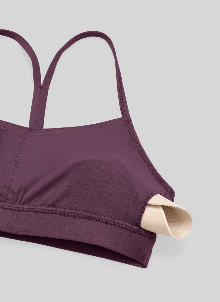 CRZ YOGA Women's Yoga Light Support Butterluxe Sports Bra Y back Grape Thistle Purple