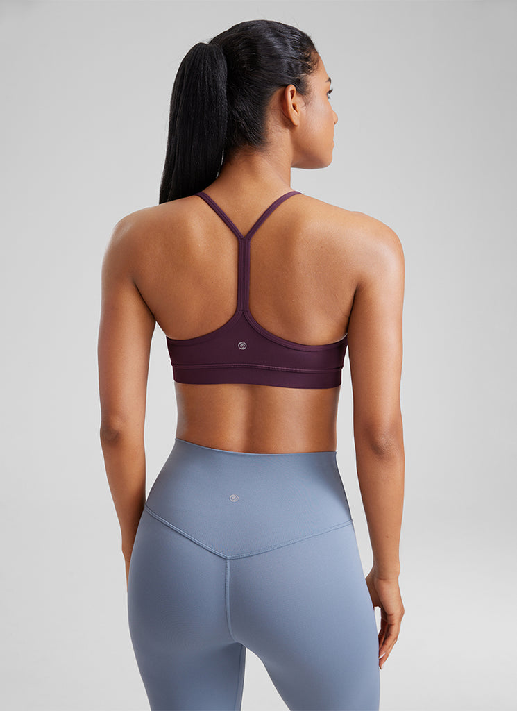 CRZ YOGA Women's Yoga Light Support Butterluxe Sports Bra Y back Deep Purple
