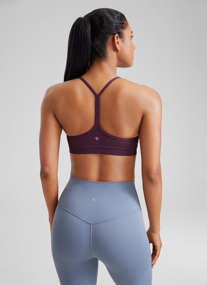 CRZ YOGA Women's Yoga Light Support Butterluxe Sports Bra Y back Deep Purple