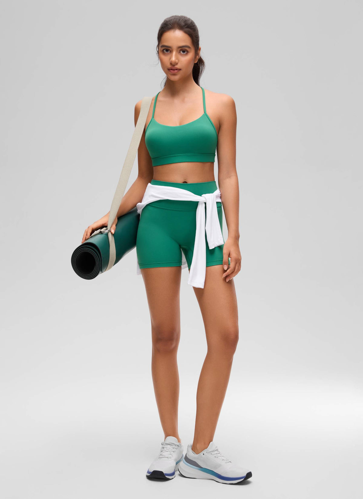 CRZ YOGA Women's Yoga Light Support Butterluxe Sports Bra Y back Cascadia Green @model_info:Liss