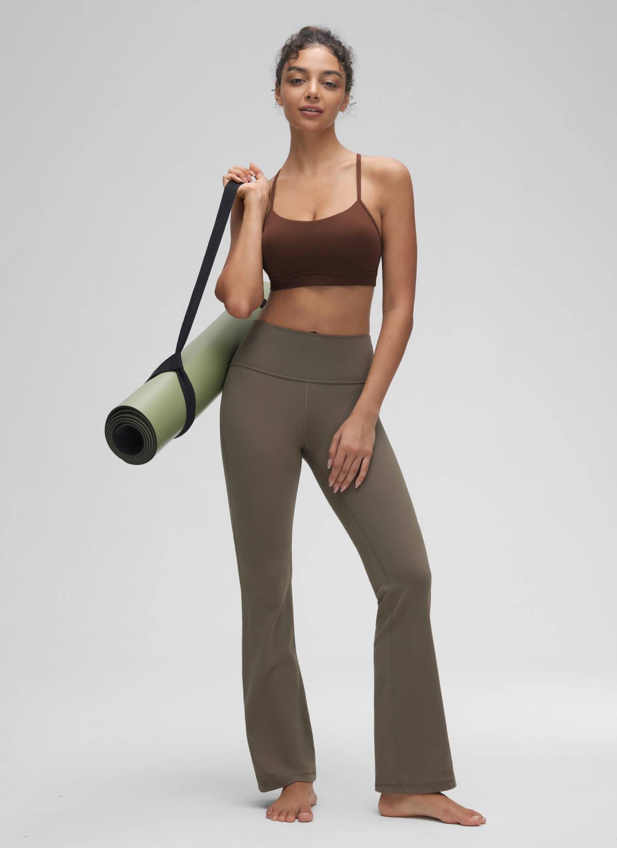 CRZ YOGA Women's Yoga Light Support Butterluxe Sports Bra Y back Lava Brown