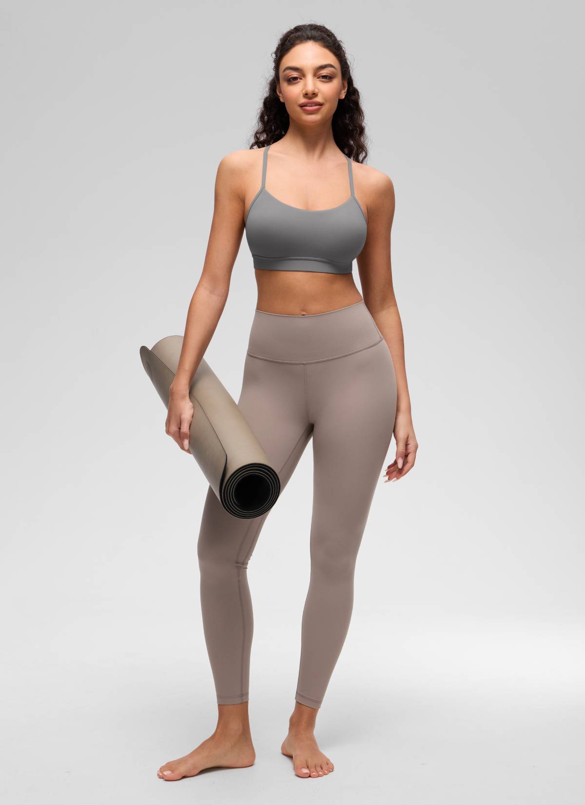 CRZ YOGA Women's Yoga Light Support Butterluxe Sports Bra Y back Ash Grey @model_info:Anano