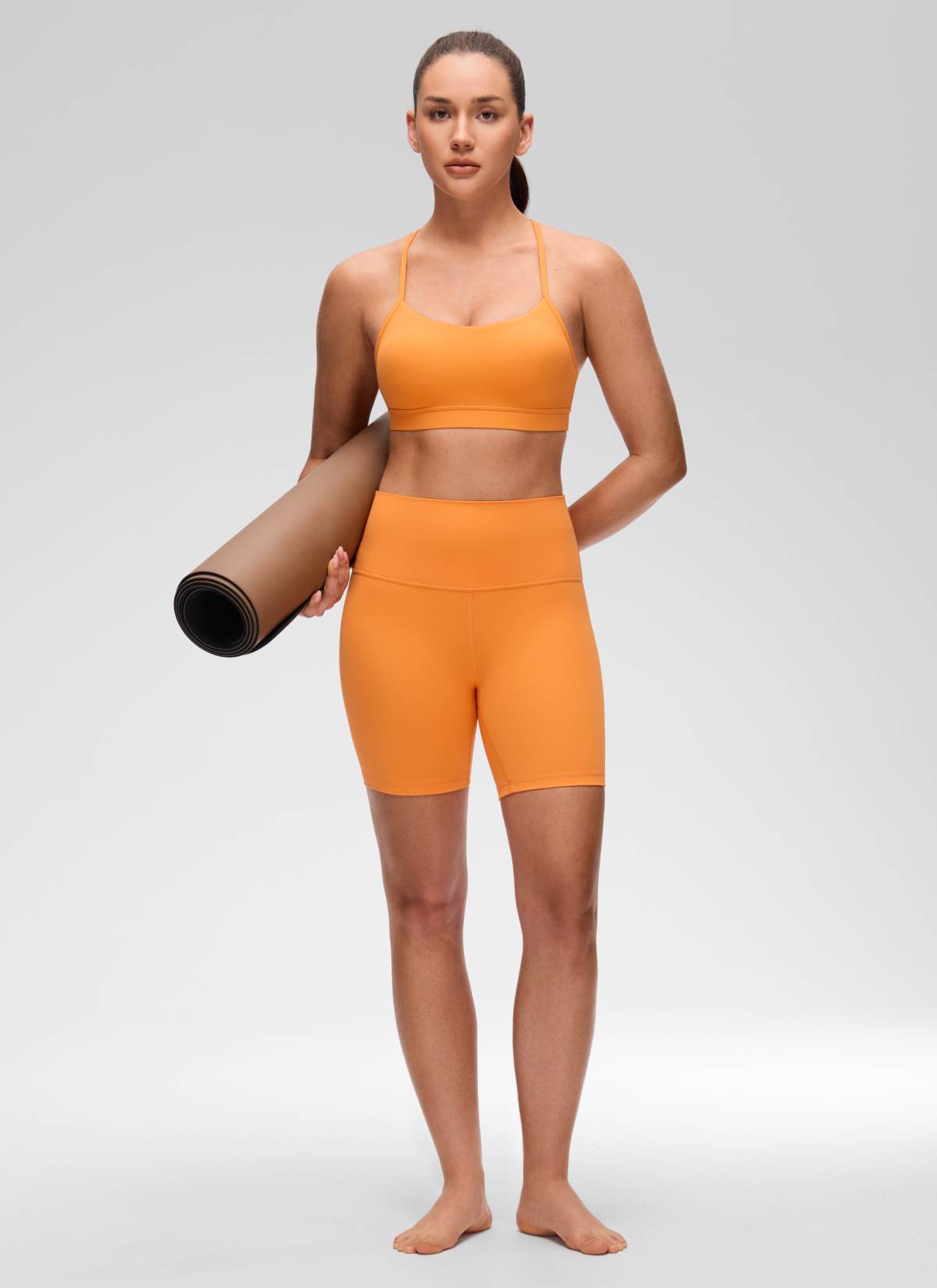 CRZ YOGA Women's Yoga Light Support Butterluxe Sports Bra Y back Tiger Orange