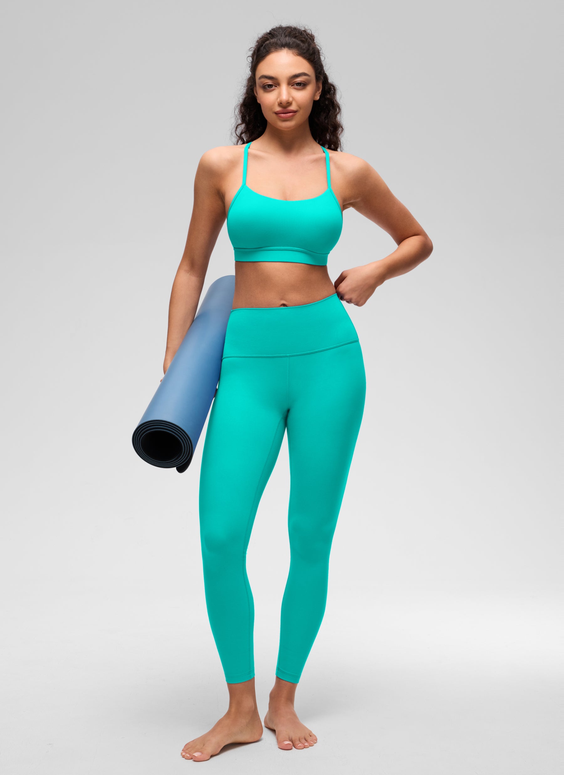 CRZ YOGA Women's Yoga Light Support Butterluxe Sports Bra Y back Tropics Teal @model_info:A