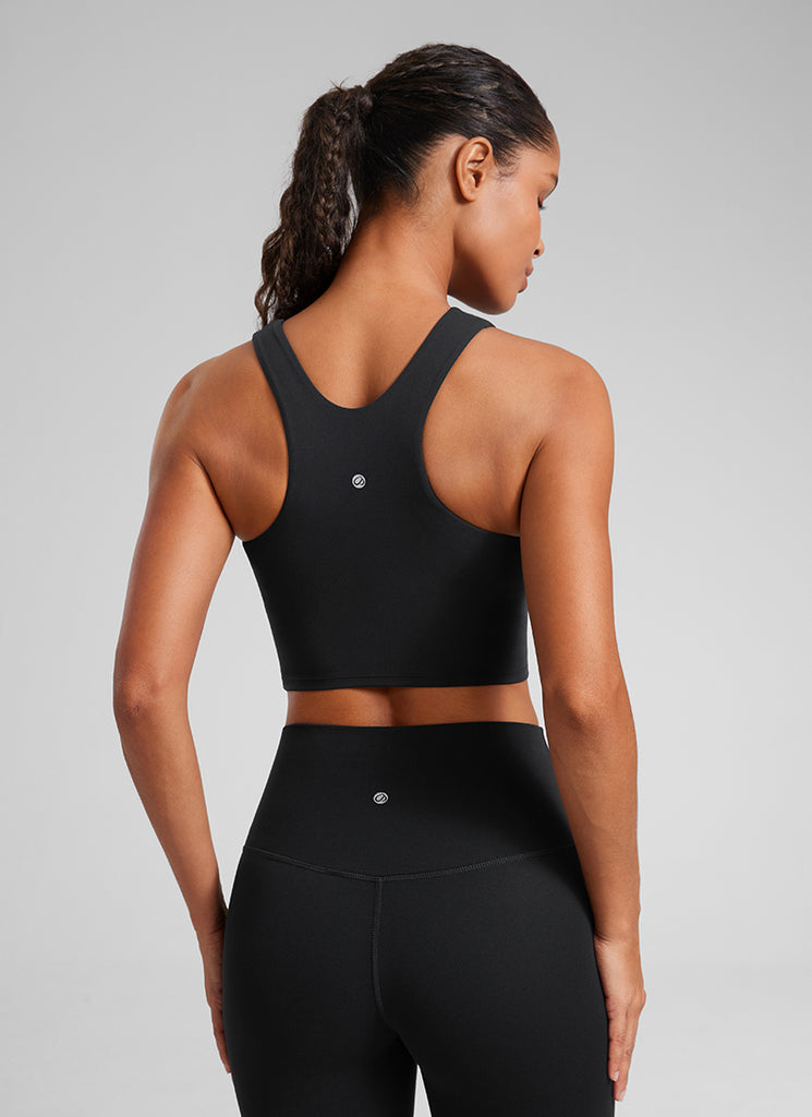 CRZ YOGA  Women's Yoga Low Support Butterluxe Tank High Neck Racerback Black
