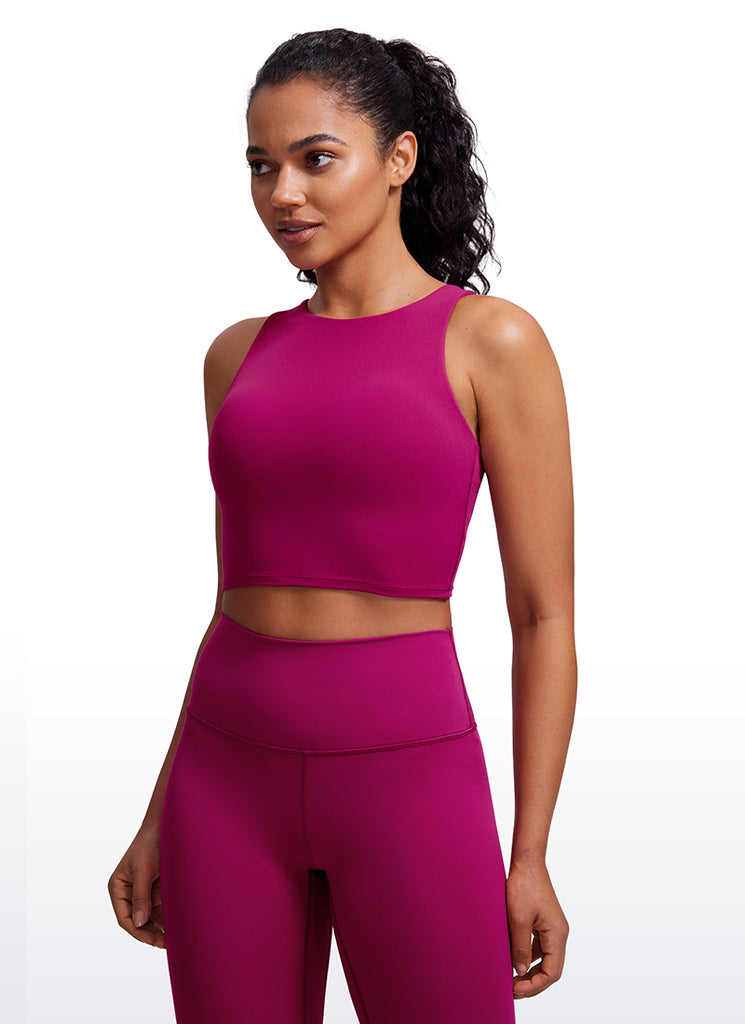 CRZ YOGA  Women's Yoga Low Support Butterluxe Tank High Neck Racerback Forest Dark Green