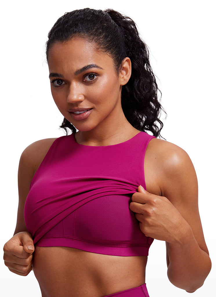 CRZ YOGA  Women's Yoga Low Support Butterluxe Tank High Neck Racerback Forest Dark Green