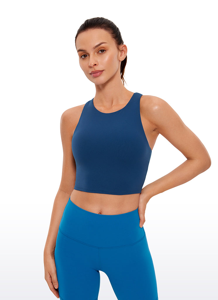 CRZ YOGA  Women's Yoga Low Support Butterluxe Tank High Neck Racerback Taupe