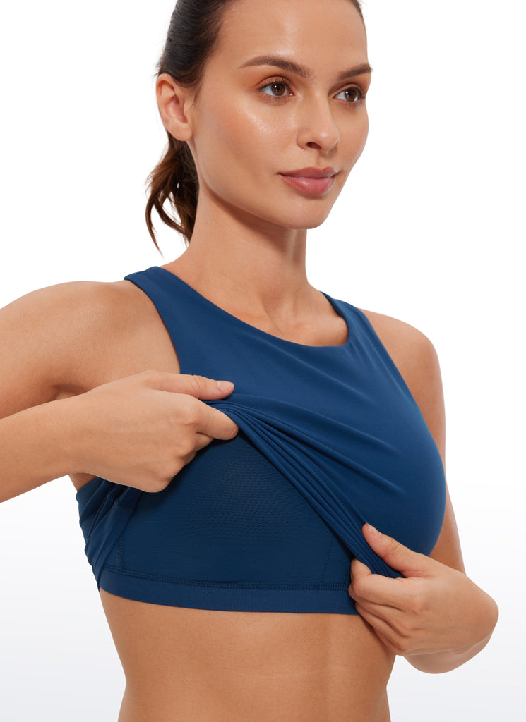 CRZ YOGA  Women's Yoga Low Support Butterluxe Tank High Neck Racerback Taupe