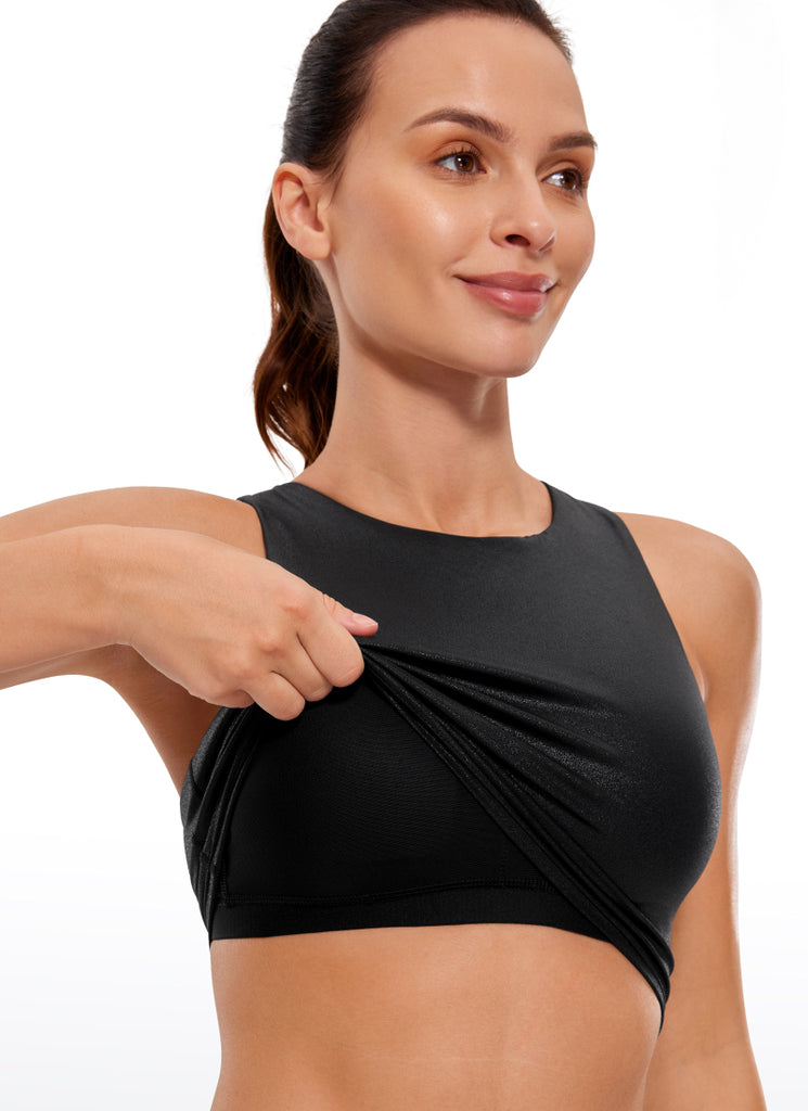 CRZ YOGA  Women's Yoga Low Support Butterluxe Tank High Neck Racerback Black Classic