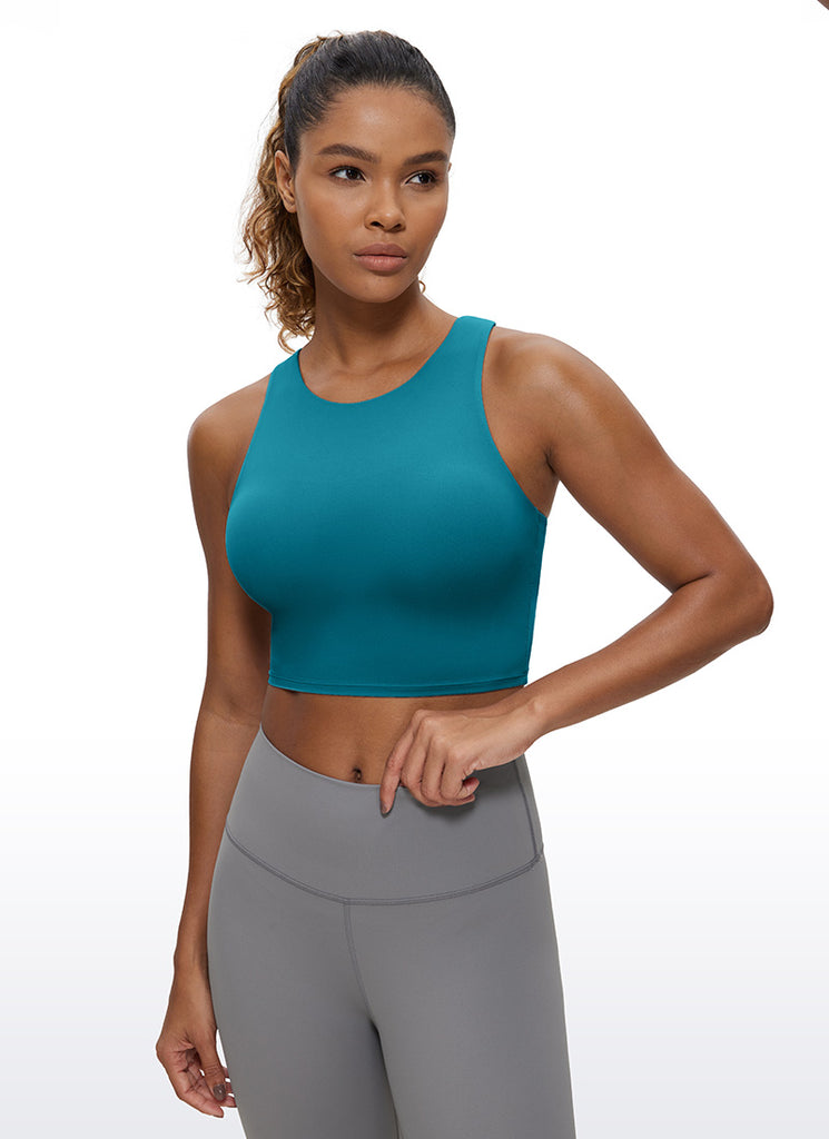 CRZ YOGA  Women's Yoga Low Support Butterluxe Tank High Neck Racerback Forest Dark Green